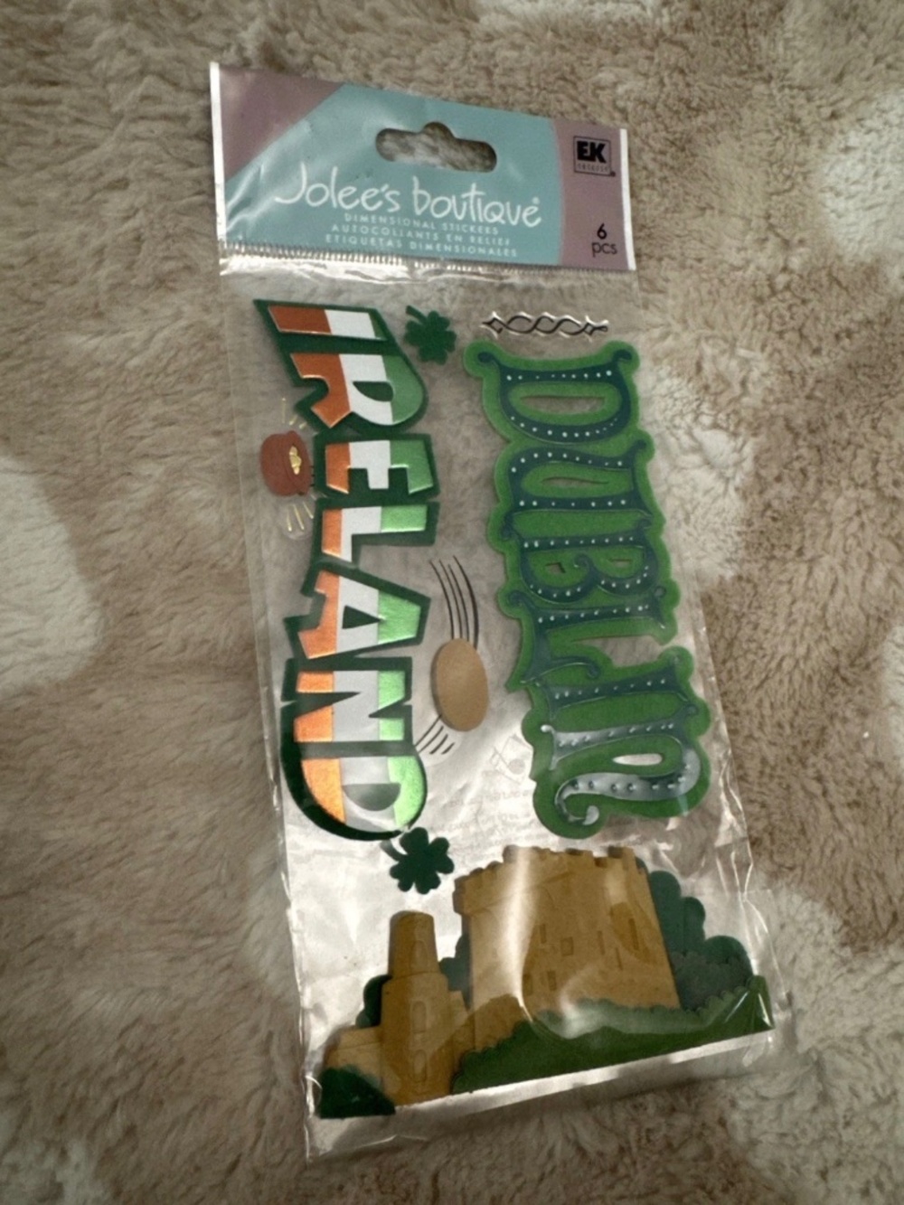 Jolee's Boutique IRELAND Dimensional Stickers Dublin Gold Castle Potato Clover